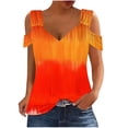 thumbnail image 1 of Camisas de Manga Corta para las Mujeres, Cuello en V Plegable de Impresión Del Hombro Top Casual Hecho de Poliéster Cómodo para el Verano, Tops de Bikini para las Mujeres, 1 of 6