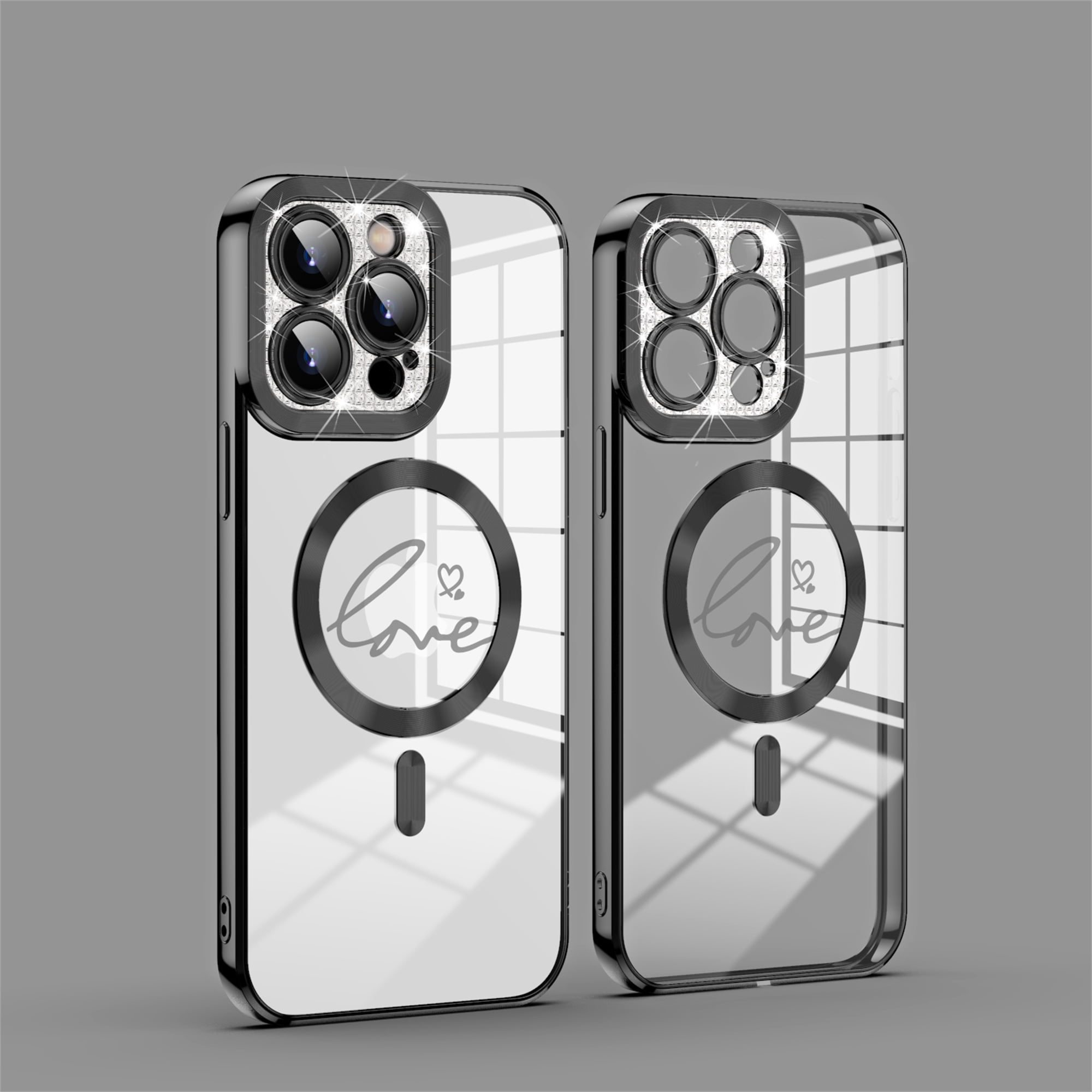 Jiahe Cover for iPhone 13, Compatible with MagSafe Case,Full Cover Bling Glitter Lens Protector