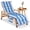 Striped Blue Sage, variant on Outdoor Chaise Lounge Chair Cushion with Ties, 74.4" x 22.8" x 4.7"Waterproof Patio Cushion, Thickened Cotton Lounge Pad with Pocket for Pool & Outdoor Furniture, Striped Blue Red