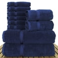 thumbnail image 2 of Luxury Hotel & Spa Quality, Quick Dry 100% Turkish Cotton, 700 GSM, Eco Friendly Towel, Bathroom and Kitchen Dobby Border Towels, 2-Bath Towel, 2-Hand Towel, 6-Washcloth (Bundle Set of 10, Navy Blue), 2 of 3