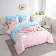 thumbnail image 2 of Erosebridal Cartoon Cute Axolotl 7-Piece Bedding Comforter Set,Kawaii Stars Print King Bedding Sets For Teens,Reversible, 2 of 7