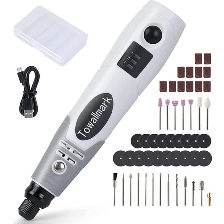 

Mini Cordless Rotary Tool Kit 3.6V with 50 Accessories USB Charging and 3-Speed Towallmark Multi-Purpose Power Tool for Sanding Polishing Drilling Carving Delicate & Light DIY Small Projects.
