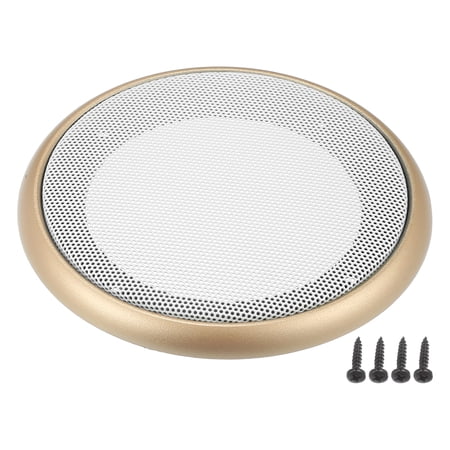 Unique Bargains 1 Set 4" Car Speaker Grills Cover Mesh Audio Subwoofer Protector with Mounting Screws Gold Tone White