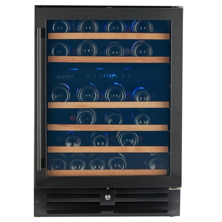 

46 Bottle Black Stainless Under Counter Wine Cooler Dual Zone