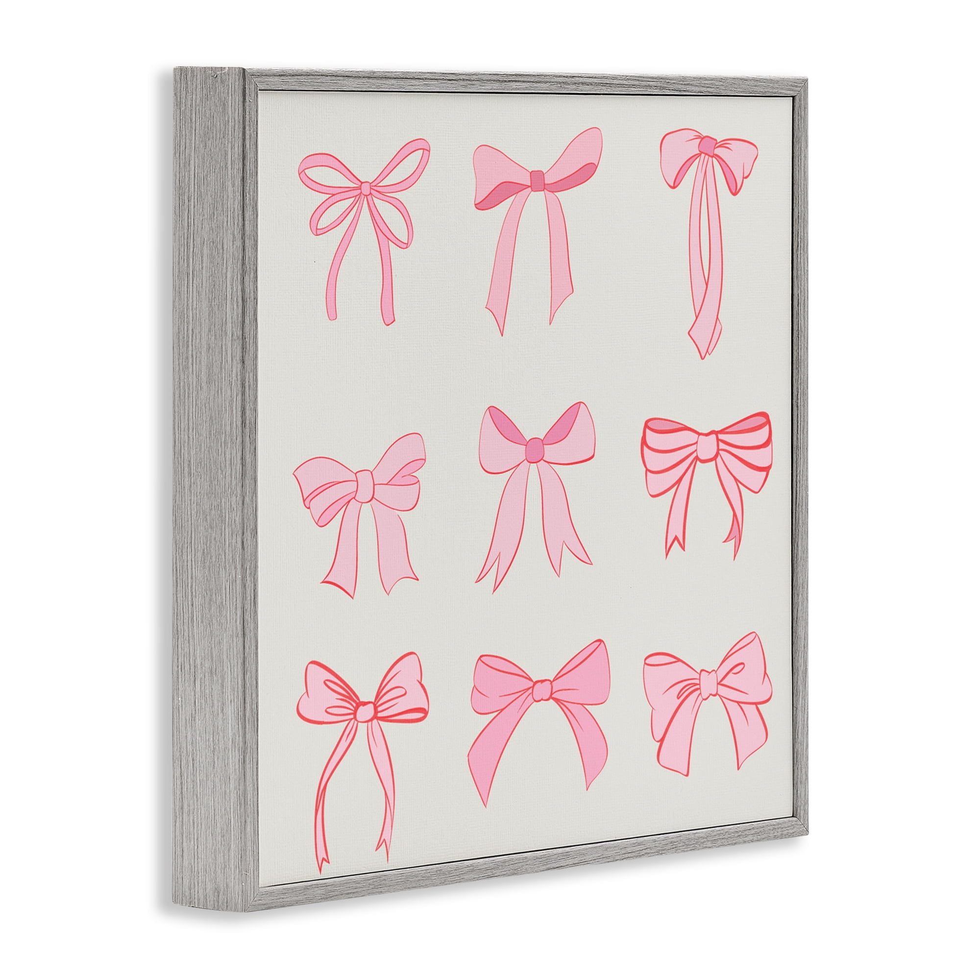 Stupell Industries Pink Coquette Ribbons Gray Framed Giclee Art, design by Emily Navas