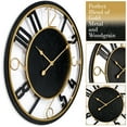 thumbnail image 4 of Sorbus Large Wall Clock - Contemporary Black Wood with Gold Metal Accents - Modern Room Décor, 4 of 8