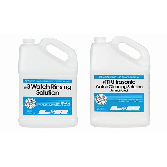 L And R #111 Ultrasonic Waterless Watch Cleaning and #3 Watch Rinsing Solution