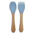 thumbnail image 2 of Natural Beech & Silicone Fork + Spoon Set, Blue, 2 of 5