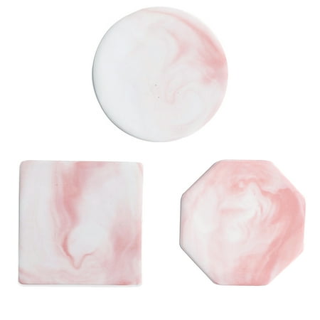 

Marble Coasters | Square Modern Coasters for Tabletop | Moisture Absorbing Mats with Pink Marble Pattern Heat-Resistant Drink Coasters for Apartment Kitchen Room Bar