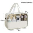 thumbnail image 2 of Bolsa de cosméticos transparente con costura grande, bolsa de cosméticos de baño de PVC, PU, impermeable, gran capacidad, blanca, 2 of 5