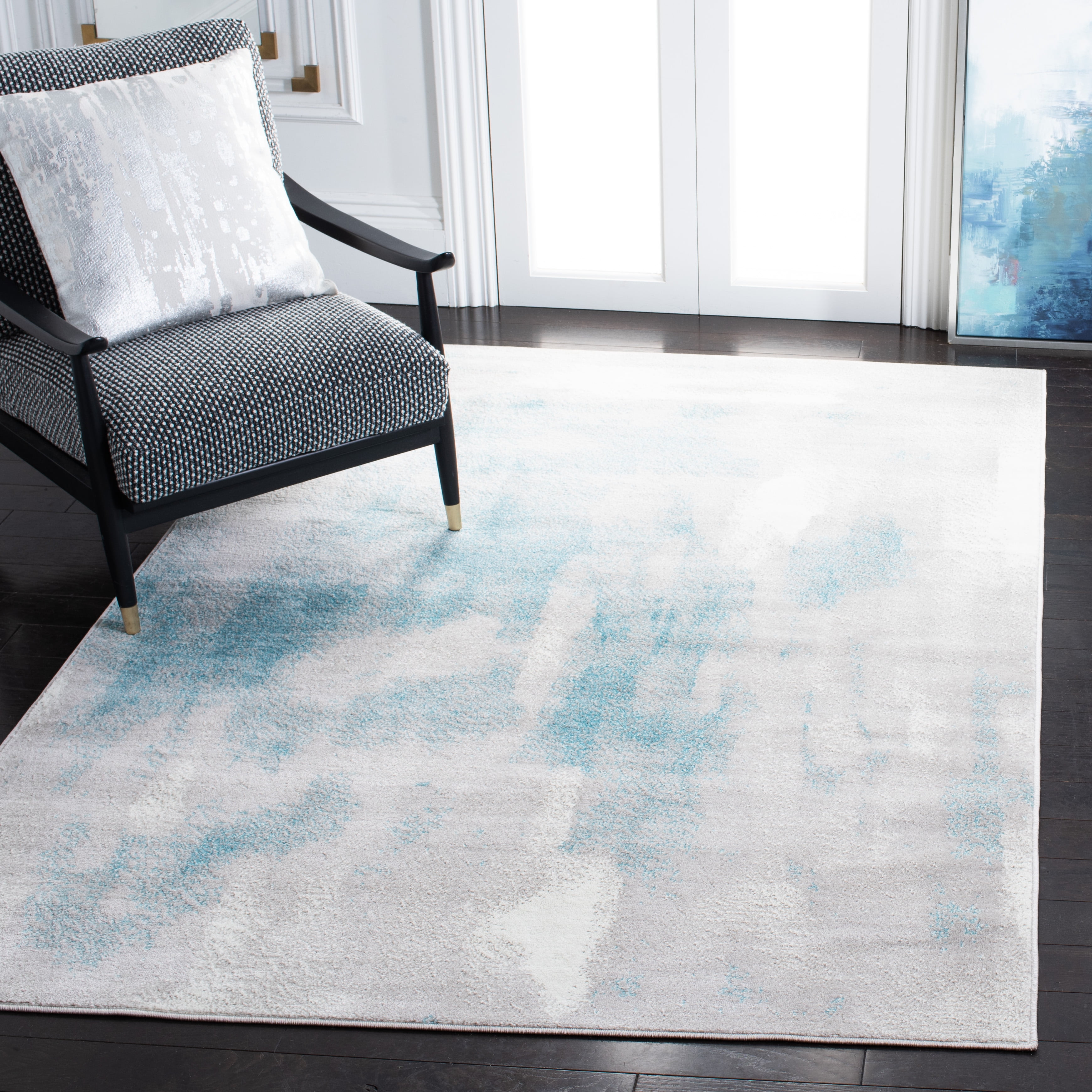 SAFAVIEH Skyler Delmar Distressed Area Rug, Grey/Blue, 4' x 6'