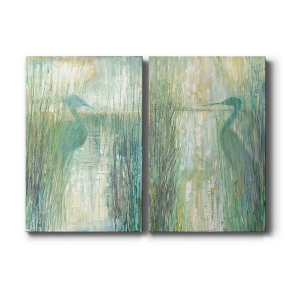 Morning Egret I Premium Gallery Wrapped Canvas - Ready to Hang - Set of 2 - 32 x 48 Each