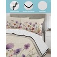 thumbnail image 4 of Purple Red Spring Floral Full Size Down Alternative Comforter,Lightweight Comforter Quilt Bedding Set with Pillow Shams Watercolor Botanical Summer Flowers Bed Comforter Duvet Insert 78"x90", 4 of 7