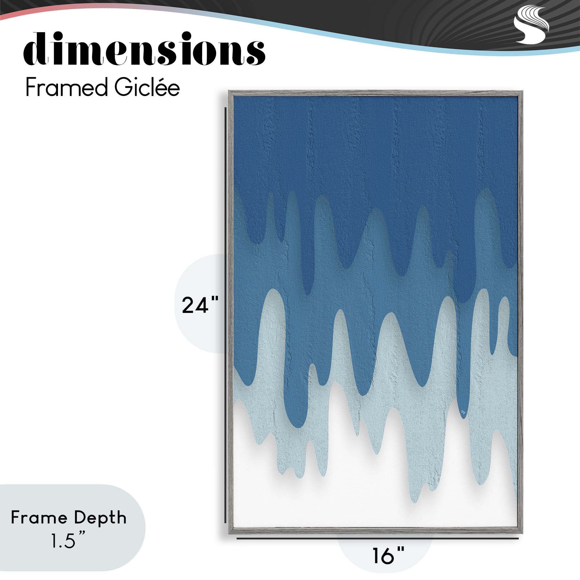 Stupell Industries Water Wave Fluid Contour Gray Framed Giclee Art, design by Martina Pavlova