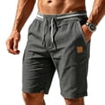 thumbnail image 2 of LEKWK Summer Casual Shorts for Men Lightweight Beach Lounge Wear Elastic Waist with Drawstring Comfy Relaxed Fit Workout Athletic Golf Bottoms with Side Pockets Dark Gray M, 2 of 5