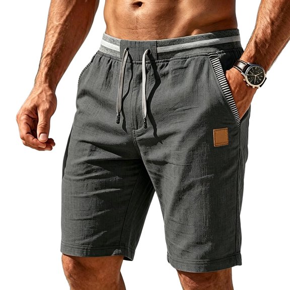 Yievot Casual Shorts for Men Drawstring Elastic Waist Knee Length Summer Vacation Travel Shorts