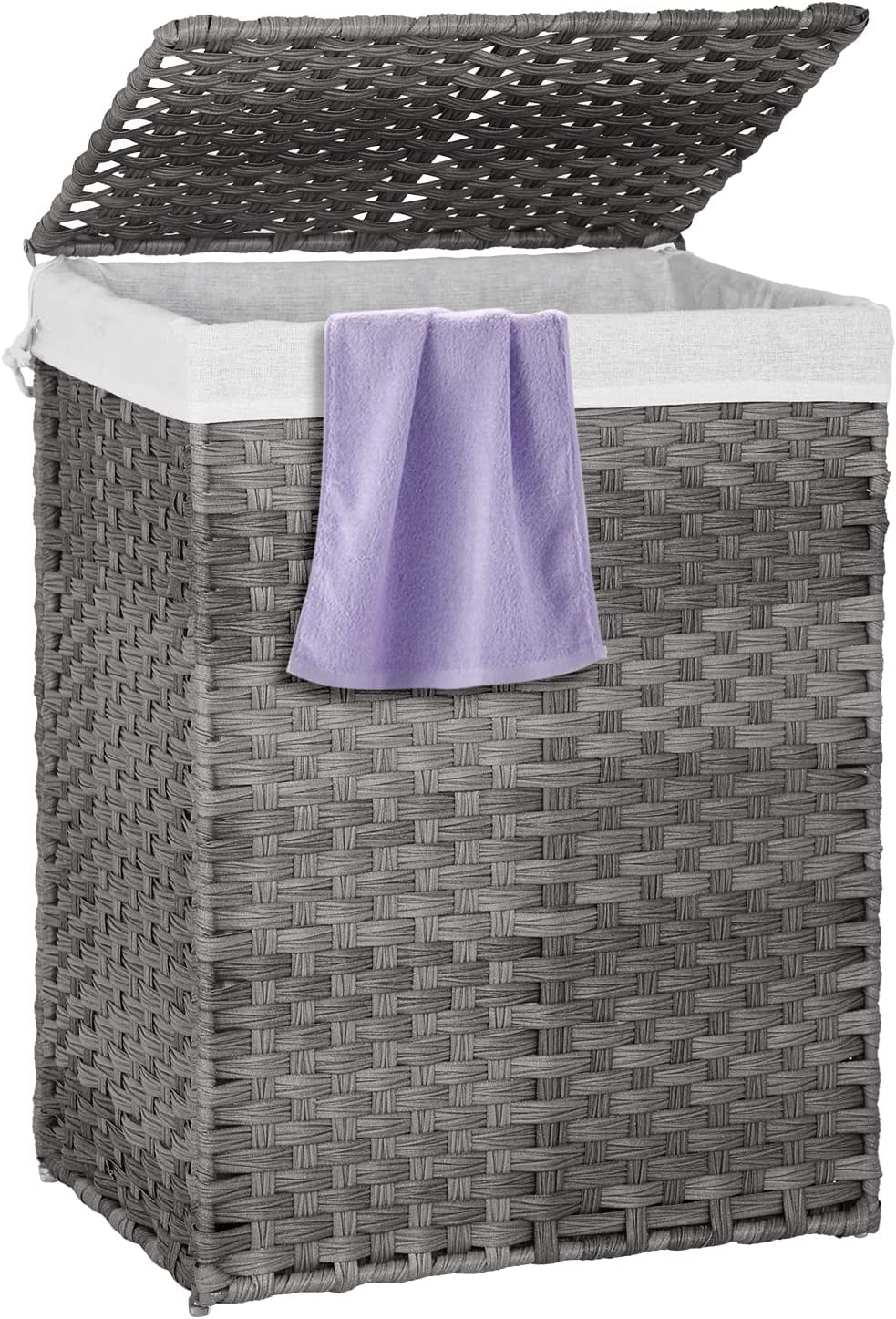 Handwoven Laundry Basket, 90L/110L Foldable Rattan Laundry Hamper with ...