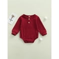thumbnail image 2 of xiaxaixu Mode Bébé Couleur Unie Bouton Col Rond Manches Longues Barboteuse, 2 of 9