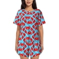 thumbnail image 1 of Balery Cartoon Crabs Conjunto de Pijama para Mujer con Estampado, Dos Piezas de Manga Corta y Shorts, Ropa de Dormir Suave con Cuello Redondo y Bolsillos-Medium, 1 of 6