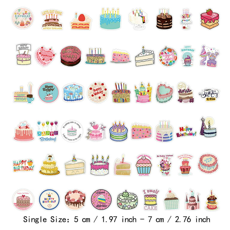 Tangnade 53pcs Happy Birthday Stickers Birthday Party Stickers for Kids Adults Party School Supplies Calendar Birthday Card, Size: One Size