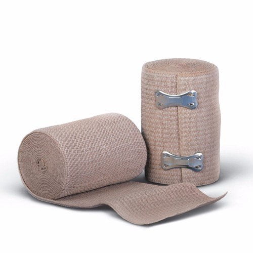 5' Feet x 4" inch Elastic Compression Wrap Bandage w/ Clips, 2 Rolls