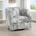 thumbnail image 4 of Comfort Pointe Banyon Gray Floral Fabric Upholstered Swivel Glider Barrel Chair, 4 of 16