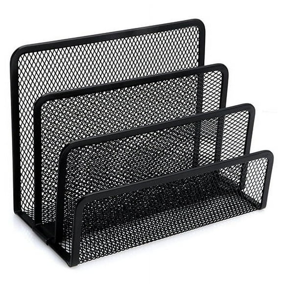 HLONK Black Mesh Letter Sorter Mail Business Document Tray Desk Office File Organiser Holder