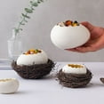 thumbnail image 2 of SUSAMMAISON Bird's Nest Ostrich White Eggshell Bowl Ceramic Hotel Tableware Baked Fruit Salad Creative Dry Ice Bowl,1,White, 2 of 5