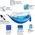 thumbnail image 2 of FFIY Hamac de Camping avec Filet, Hamacs de Voyage Portables Doubles/simples Légers avec Sangles d'Arbre, Hamac en Nylon Facile à Assembler pour Randonnée Camping Plage Jardin Patio (Bleu), 2 of 7
