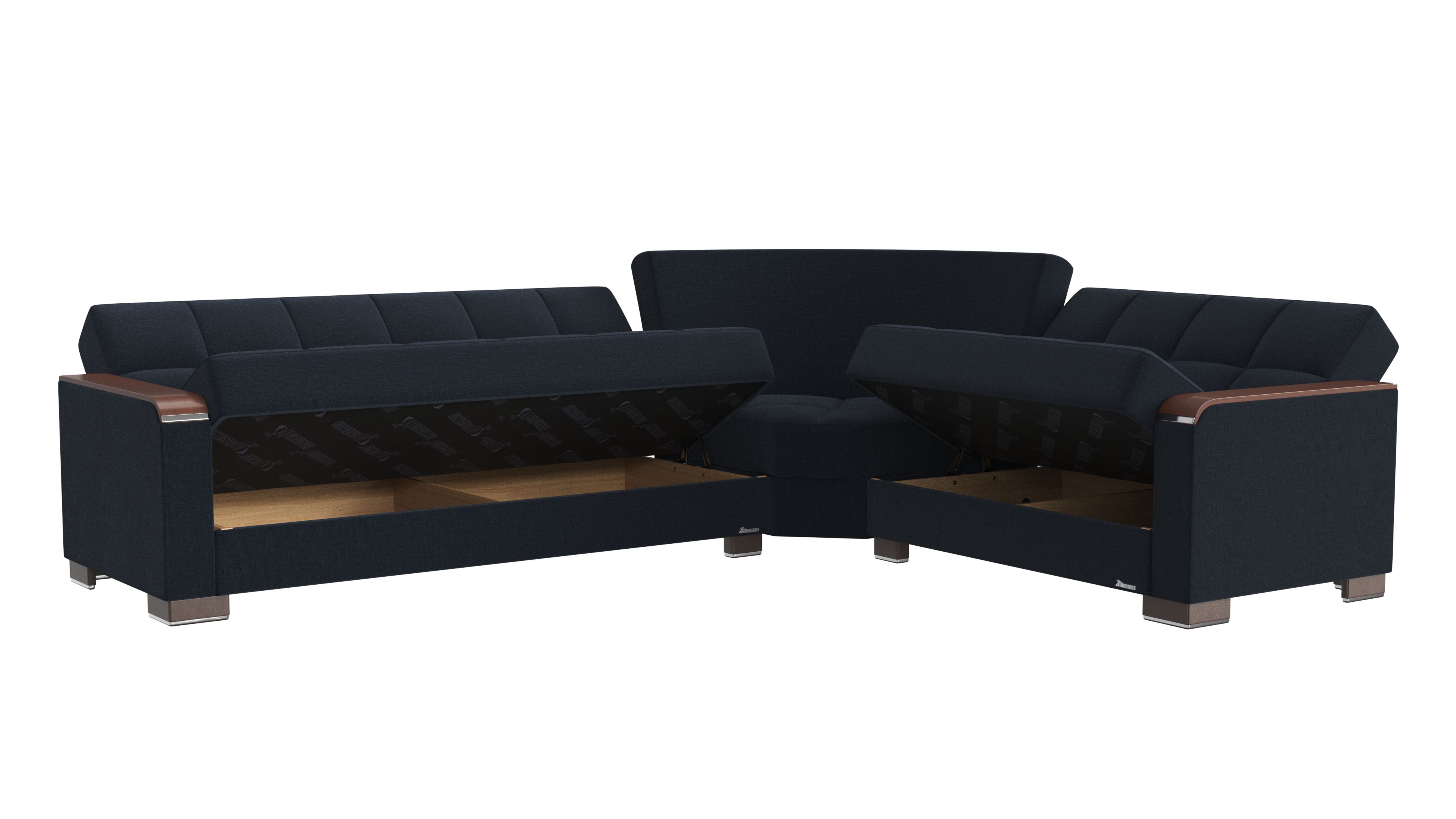 Ottomanson Origins X Convertible Sectional Sofa, Dark Blue Polyester