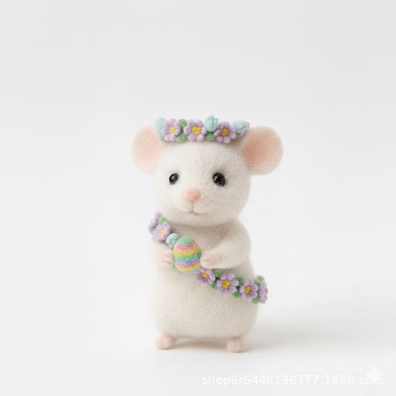 LingVibe Wool Felt Mouse Easter Decorations - Handmade Farmhouse Accent with Resurrected Egg Gift, for Spring Tabletop Shelf, Holiday Party Favor Ornament,A