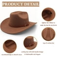 thumbnail image 3 of Cowboy Hat for Women and Men Felt Wide Brim Classic Outdoor Fedora Hats Western Cowboy Cowgirl Hats with Belt Buckle, 3 of 7