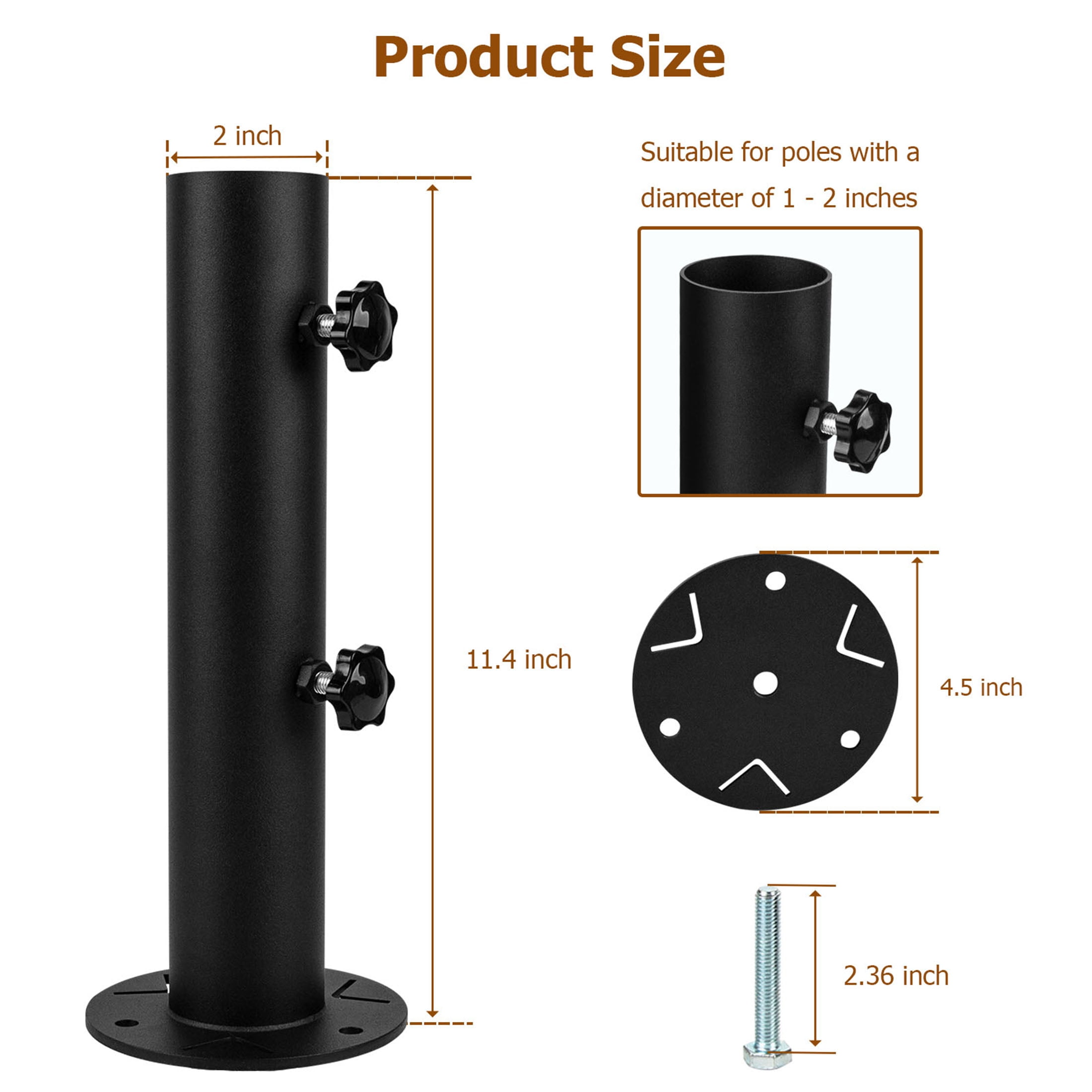 VANROUG Universal Granite Umbrella Stand Tube Outdoor, Stone Umbrella Tube Base, Table Umbrella Tube Bracket, DIY Metal Tube Umbrella Mount, Marble Flag Pole Stake Holder