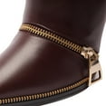 thumbnail image 4 of FSJ Women Fashion Polished Zippers Knee High Boots Pointed Closed Toe Side Zip Stiletto High Heel Long Boots Dress Shoes Size 14 Brown, 4 of 5