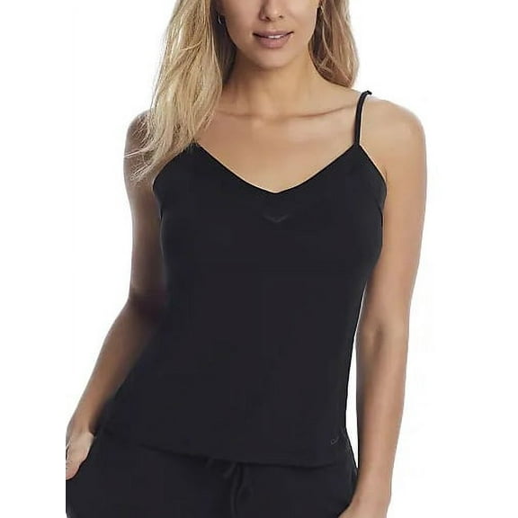 Calvin Klein Women's Modal Satin Lounge and Sleep Camisole Shirt, Black, Medium