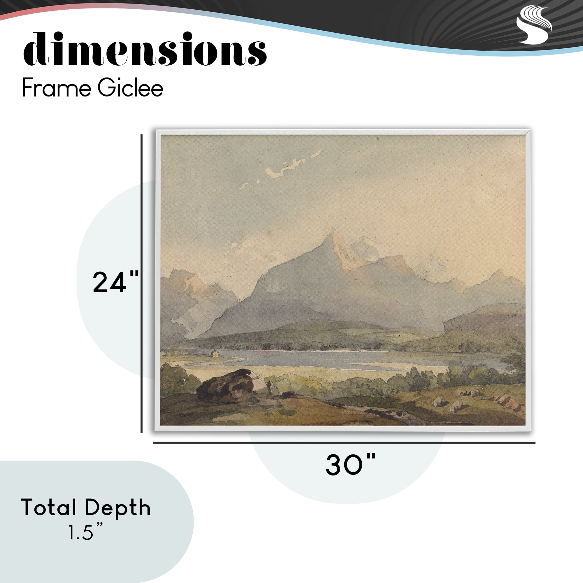Peaceful Hazy Mountains White Framed Giclee Art, design by Lettered and Lined