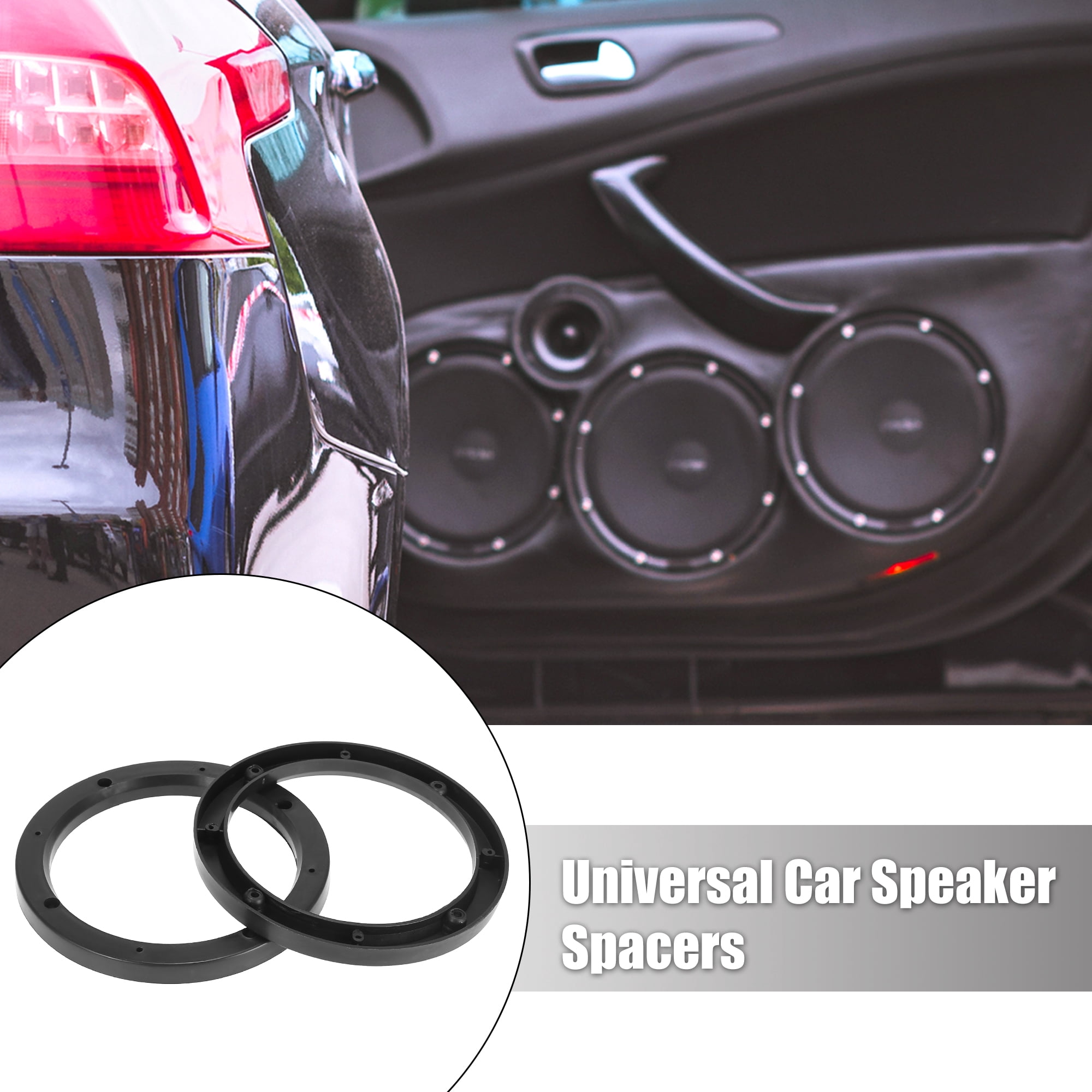 Unique Bargains 4pcs Universal Car Speaker Spacer Mounting Spacer Plate Plastic 6.5"