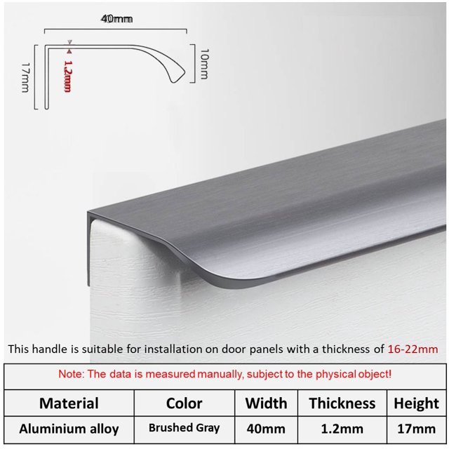 Hidden Minimalist Cabinet Handles for Kitchen Wardrobe | No Drilling Black Edge Pulls | Custom Length 80mm-1200mm Modern Design