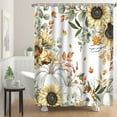 thumbnail image 2 of Autumn Shower Curtain, Pumpkin Sunflower Fall Themed Bathroom Decor FarmhouseThanksgiving Harvest Shower Curtains for Bathroom Fabric Bath Accessories 12 Pack Hooks 69x70inch, 2 of 5