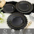 thumbnail image 6 of 100pcs Black and Gold Plastic Dinnerware Set - Scalloped Disposable Plates Heavy Duty Gold And Black Plastic Plates Service for 50 Guests,Perfect for Party Birthday Wedding Festival, 6 of 9
