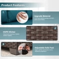 thumbnail image 4 of Waroom 3-Seat Patio Wicker Couch Outdoor Rattan Sofa Furniture Steel Frame with High Back, Peacock Blue, 4 of 7