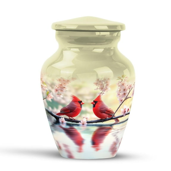 KARYLIZ Cardinal Urns for Human Ashes Female - Pink Flowers Urns for Adult Ashes Male & Female - Cremation Urn - Ash Holder for Women - Burial Funeral Memorial Urn