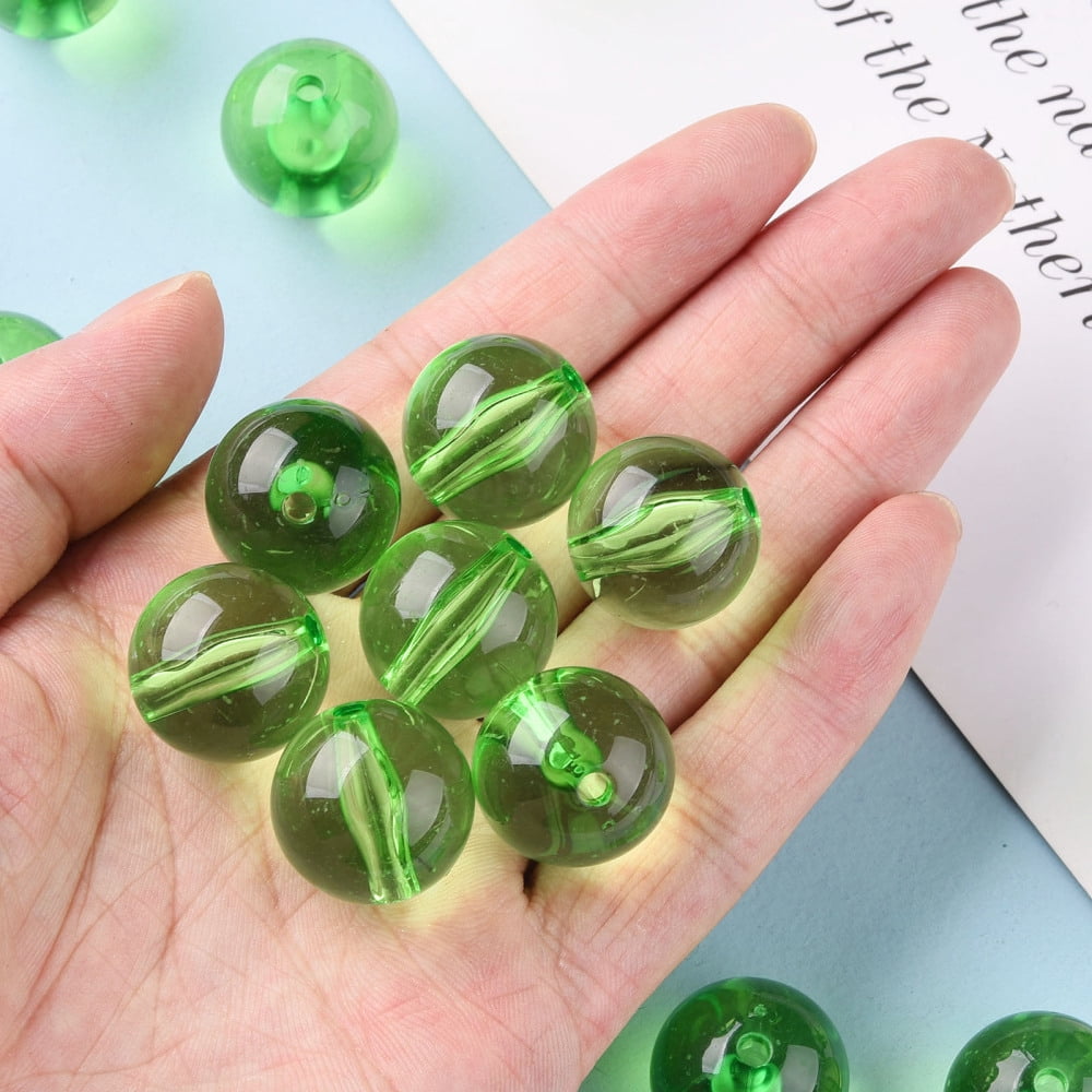 Transparent Acrylic Beads Round Lawn Green 20x19mm Hole: 3mm 111pcs/500g