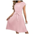 thumbnail image 2 of ICHUANYI Clearance Summer Women's Sleeveless Solid Color Pleated Dresses(Pink, XXL) ICHUANYI WER2023081114221, 2 of 3