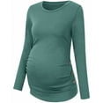 thumbnail image 2 of Solid Color Long Sleeved Women Maternity Shirt Pregnant Women Tops, 2 of 5