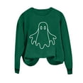 thumbnail image 3 of Craaazy Halloween Sweatshirt Long Sleeved Crewneck Shirts Halloween Spooky Season Ghost Print Tops Halloween Pullover Gifts For Women, 3 of 4