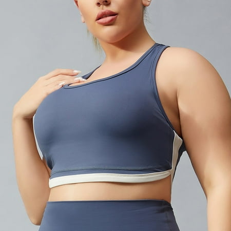 

ALSLIAO Womens Plus Size Sports Bra Form Bustier Top Breathable Underwear Yoga Gym Bra Blue XL
