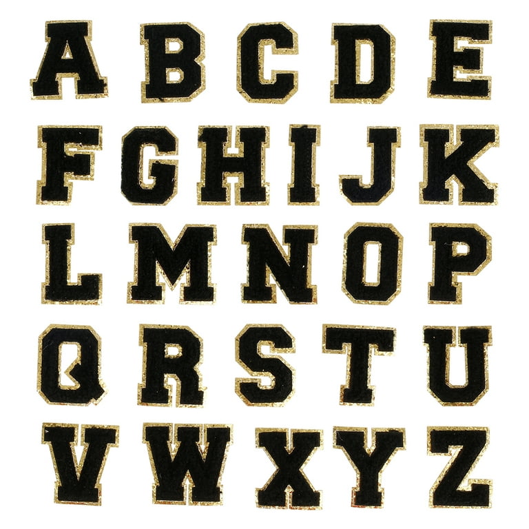 Pcapzz 26 Pcs Letters Patche Sew on or Iron on Patches Alphabet Decorative for Clothing Hats Shoes Bags, Size: 5.5, Black