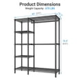 thumbnail image 3 of VIPEK V7C Heavy Duty Garment Rack with Cover, 670LB Capacity Portable Closet with Shelves, 5-Tier Metal Wardrobe Storage System, Black Frame & Grey Polyester Cover, 3 of 8