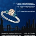 thumbnail image 2 of Gem Stone King 14K White Gold Peach Morganite and London Blue Topaz Engagement Ring for Women | 0.91 Cttw | Oval 7X5MM | Gemstone October Birthstone | Size 8, 2 of 6
